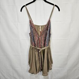 Raga [Sample] Blouse Tank Top Open Front Flowy Beige Size Small